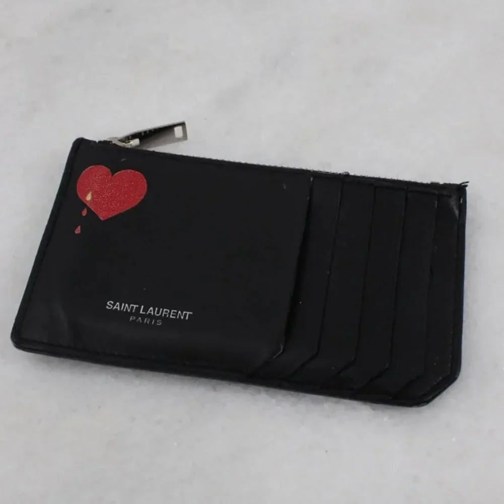 Saint Laurent Heart Fragment Zipped Card Case Wallet